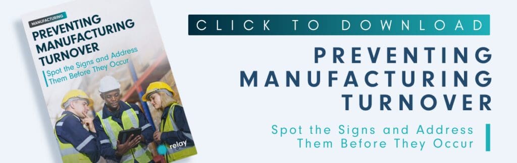 Preventing Turnover in Manufacturing Blog Banner with cover of report