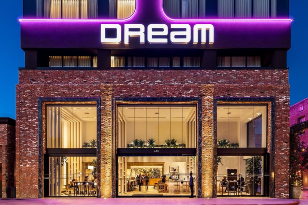 A photo of the front of the Dream Hollywood Hotel