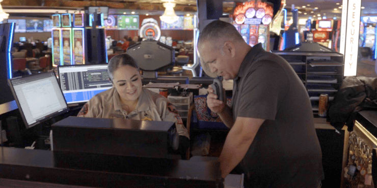 A casino security officer using RelayX