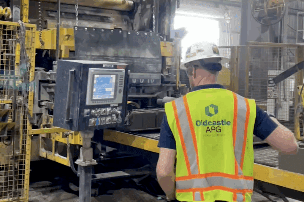 A concrete masonry worker.