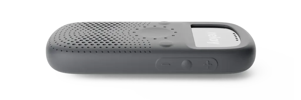 Side view of RelayX device showing volume and power buttons.